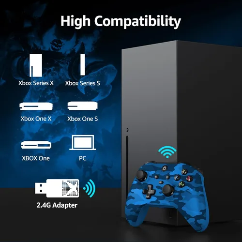 Vista 2 de IWGAME Wireless Controller for X-BOX, Gaming Controller Support Turbo3.5MM Audio JackDual Vibration, Controller Compatible with X-BOX One One SX