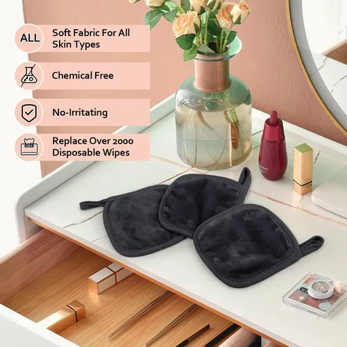 Vista 5 de HOMEXCEL Paño removedor de maquillaje, 12 unidades (paquete de 1), almohadillas desmaquillantes reutilizables, paños de limpieza facial ultrasuaves