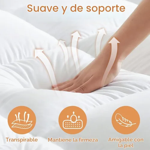 Vista 5 de Cubrecolchón de espuma viscoelástica tamaño Queen, transpirable y agradable a la piel para aliviar el dolor de espalda, espuma triturada extra