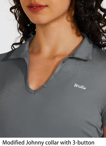 Vista 3 de Willit Camisas de tenis para mujer, de secado rápido, para golf, manga corta, para entrenamiento, con UPF 50+, para correr