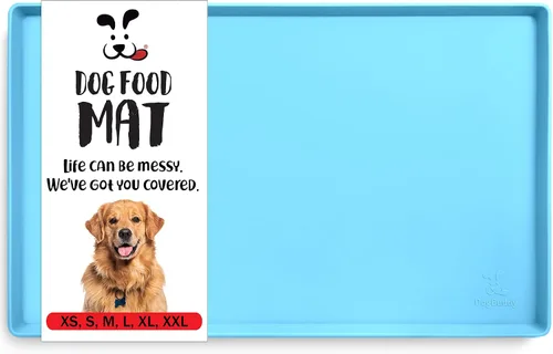 Vista 8 de DogBuddy Tapete antideslizante para la comida y el agua de perros y mascotas, impermeable, de silicona, con bordes, XS (11 x 11 pulgadas), negro