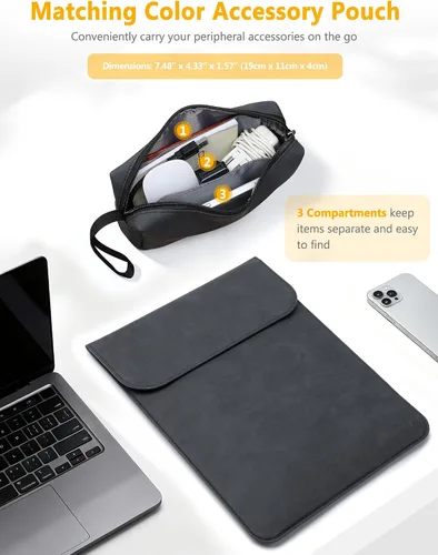Vista 4 de HYZUO Funda para portátil de 15 pulgadas Slim Bag para MacBook Air M5 Grafito