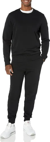 Vista 4 de Tienda Essentials Sudadera ligera de manga larga de rizo francés con cuello redondo para hombre (disponible en tallas grandes y altas)