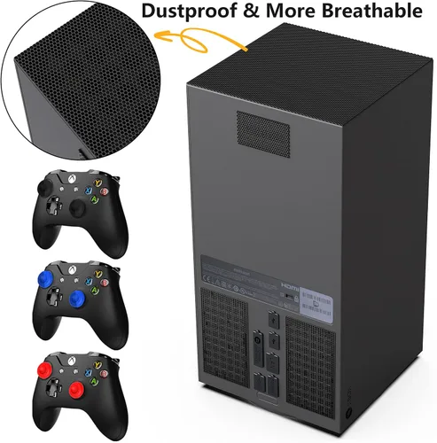 Vista 5 de GAMSURFING Filtro de polvo para consola Xbox Series X - 8 tapones antipolvo de silicona y 4 mallas de PVC, cubierta de ventilación antipolvo, funda