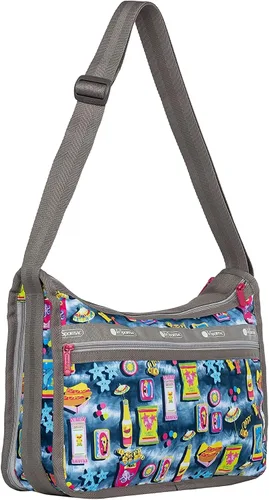 Vista 3 de LeSportsac Beach Snacks - Bolso bandolera de lujo para uso diario + bolsa de cosméticos, estilo 7507color F949, gráficos vibrantes de estilo pop art