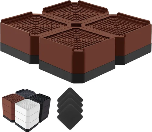 Vista 27 de Elevadores de cama resistentes, bloques elevadores de muebles ajustables de 1.5, 3, 4.3 pulgadas para patas de sofá, mesa, escritorio, refrigerador