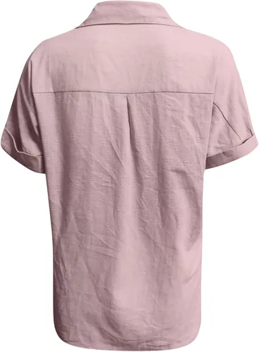 Vista 3 de RMXEi - Camisa casual de manga corta con solapa y botones para mujer