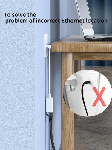 Vista 3 de Paquete de 2 cables de extensión Ethernet Cat7 de ángulo recto planos de 15cm/6 pulgadas, ángulo recto hacia arriba de 90 grados, cable de conexión