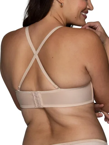 Vista 5 de Vanity Fair - Brasier sin tirantes para mujer, suaviza la espalda Paquete de 2 - Beige/Negro