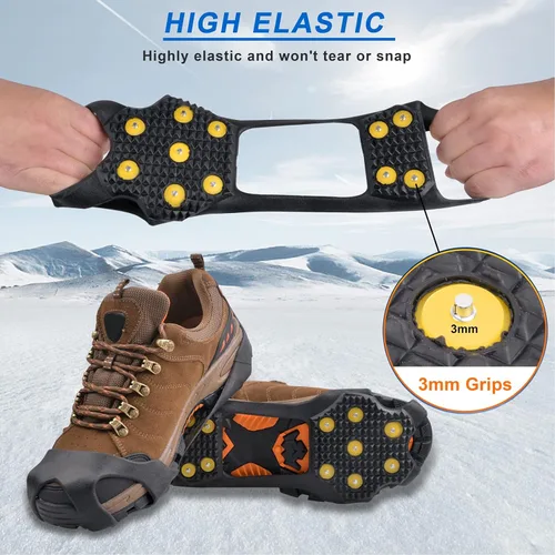Vista 4 de Tacos de tracción de hielo crampones para caminar sobre nieve y hielo zapatos antideslizantes para nieve de hielo tacos de tracción para invierno