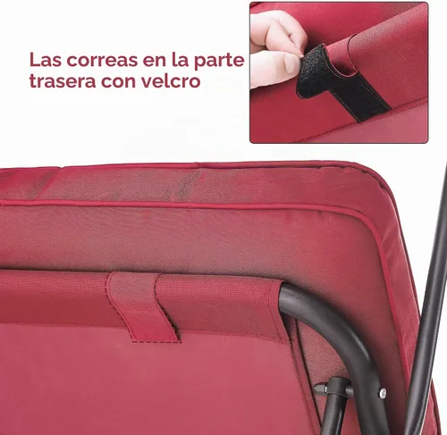Vista 8 de MCombo - Silla de columpio para patio al aire libre, respaldo ajustable y dosel, silla de columpio para porche, con cojines, 3 asientos