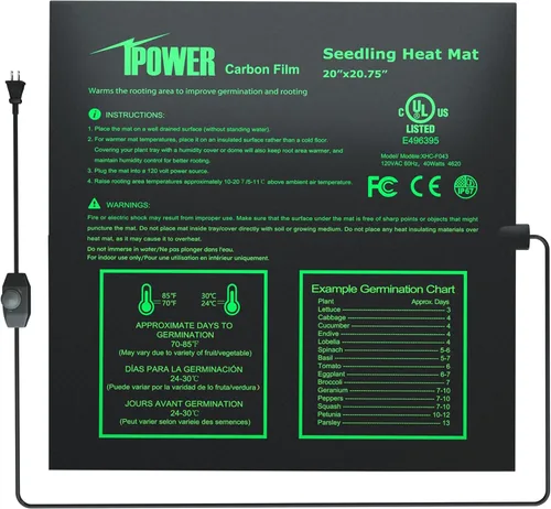Vista 25 de iPower tapete térmico para plantón, tapete térmico hidropónico caliente con diseño impermeable duradero, estera de calor solamente, Negro