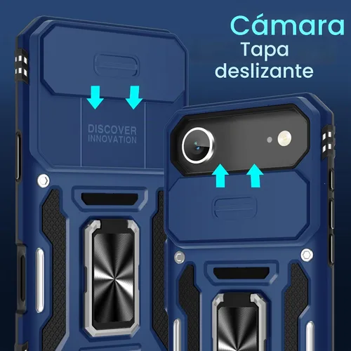 Vista 2 de DEERLAMN Funda para iPhone Air de 6.5 pulgadas con cubierta deslizante para cámara + protector de pantalla (2 paquetes), soporte de anillo giratorio