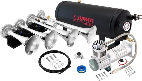 Vista 10 de Vixen Horns Kit de bocina de tren para camiones/coche/semi. Sistema completo a bordo: compresor de aire de 200 psi, tanque de 1.5 galones, 4