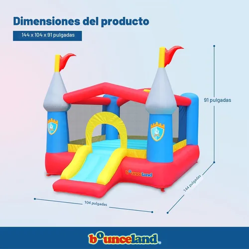 Vista 2 de Castillo de casa saltarina inflable Bounceland con aro de baloncesto, brincador inflable, tobogán divertido, entrada segura, soplador fuerte