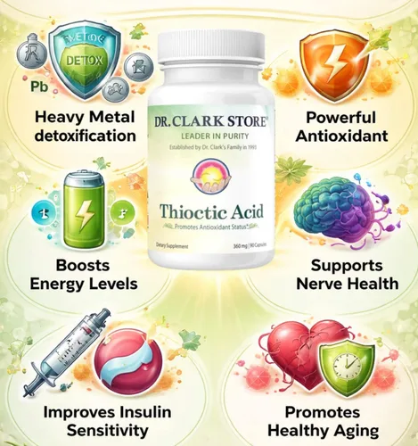 Vista 7 de Dr. Clark Ácido alfa lipoico (ácido tióctico), 360 mg 90 cápsulas