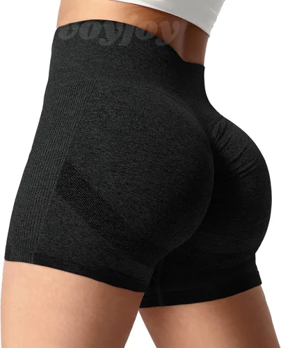 Vista 2 de VOYJOY Pantalones cortos de entrenamiento para mujer de 3.6 pulgadas, con levantamiento de glúteos, pantalones cortos de gimnasio sin costuras