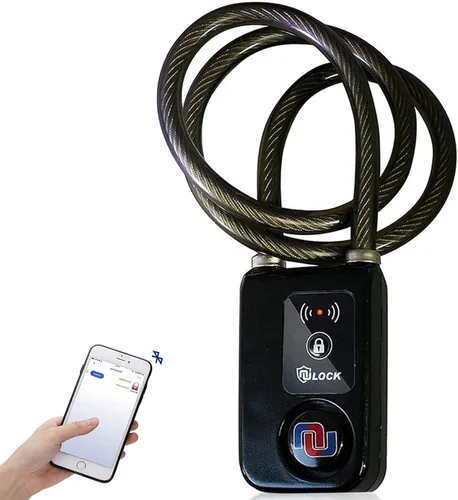 Vista 9 de Nulock - Cerradura de bicicleta Bluetooth sin llave IP44 a prueba de salpicaduras con alarma de 110 db, 0.38 pulgadas de diámetro, 24 pulgadas