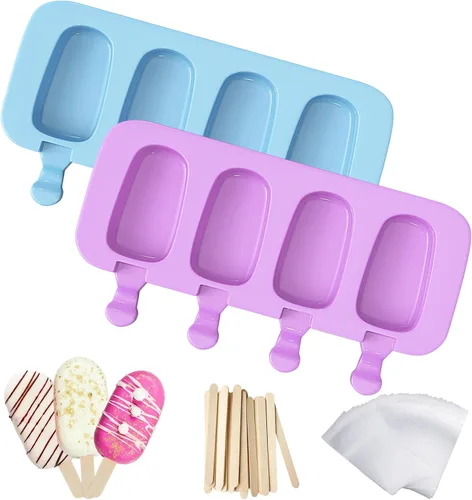 Vista 11 de Ozera Paquete de 2 moldes de silicona para paletas, moldes para tartas Azul