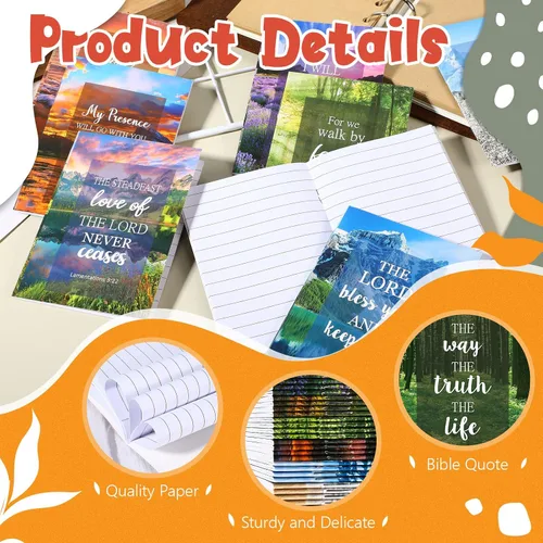 Vista 3 de Paquete de 50 cuadernos cristianos, diarios de oración, diario bíblico de bolsillo pequeño, diario de gratitud para mujeres y hombres, cuadernos