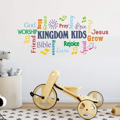Vista 4 de Kingdom Kids Kingdom - Calcomanías de pared con cita inspiradora Pegatinas Kingdom Kids