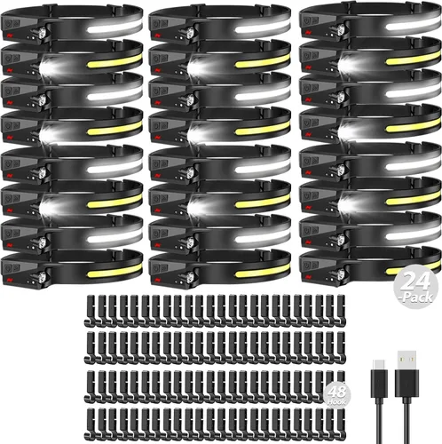 Vista 16 de Bud K Paquete de 12 linternas frontales recargables, linternas de 1000 lúmenes para adultos, linterna frontal de haz ancho de 230 grados y foco