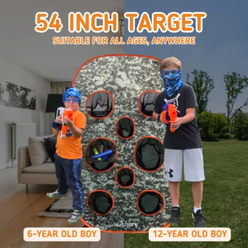 Vista 2 de Objetivo grande para niños. Juguete de práctica de tiro con red de almacenamiento para niños. Perfecto para fiestas Nerf en interiores y exteriores