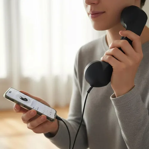 Vista 4 de 2026 New Retro Phone Handset for iPhone, Type-C Retro Telephone Wired Handsets Style Landline Handle Receiver for Cell Mobile Video Conferences