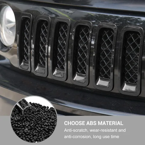 Vista 4 de 7 piezas de insertos de parrilla delantera con cubierta de rejilla para Jeep Patriot 2011-2016 (negro)