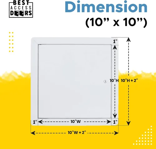 Vista 3 de BEST BA-AHD Panel de acceso de metal de 10 x 10 pulgadas con bisagra de pasador oculta, puerta de acceso de acero calibre 16 compatible con LEED