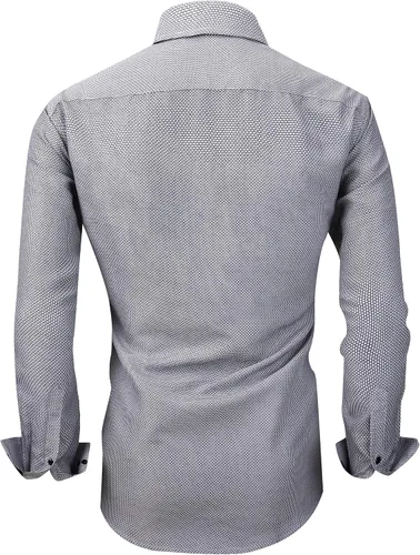 Vista 2 de SAMERM Camisas de vestir estampadas para hombre, de fácil cuidado, ajuste regular, manga larga, casual, con botones, para hombre