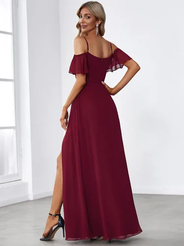 Vista 2 de Ever-Pretty Vestidos de dama de honor de gasa con mangas y hombros descubiertos para mujer 0237