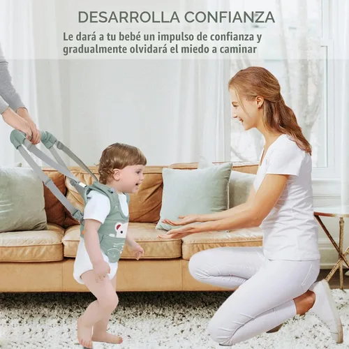 Vista 2 de Arnés para caminar para bebé, ayudante de mano para niños con entrepierna desmontable, arnés ajustable para andar, cinturón auxiliar, aprendizaje