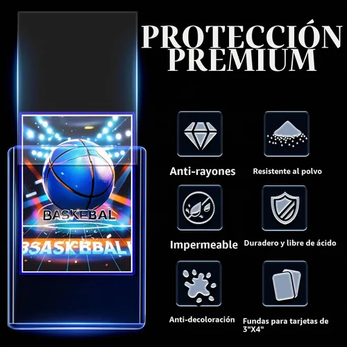 Vista 3 de 400 Fundas para Tarjetas con Carga Superior, Protectores de Tarjetas de Béisbol de 7.62 cm x 10.16 cm, Porta Tarjetas Duro de Plástico Premium