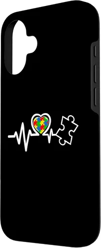 Vista 2 de Heart Puzzle Piece Heartbeat Cool Autism Awareness Case for iPhone 16