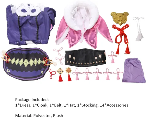 Vista 4 de Vibsion Disfraz de cosplay para mujer Genshin Conjunto completo