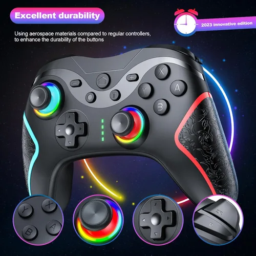 Vista 4 de Bidfoce Switch Controller for Nintendo SwitchSwitch LiteSwitch Oled, Switch Pro Controller with Programming Back Buttons Turbo Motion Vibration