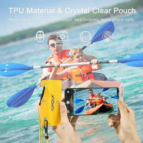Vista 8 de YUMQUA Paquete de bolsa seca impermeable de 5L con 2 bolsas grandes impermeables para teléfono