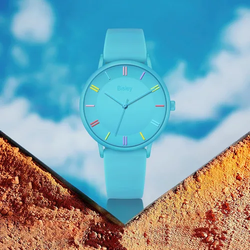 Vista 2 de Bisley Rainbow Watch - Reloj de pulsera impermeable con banda de silicona para niña y mujer