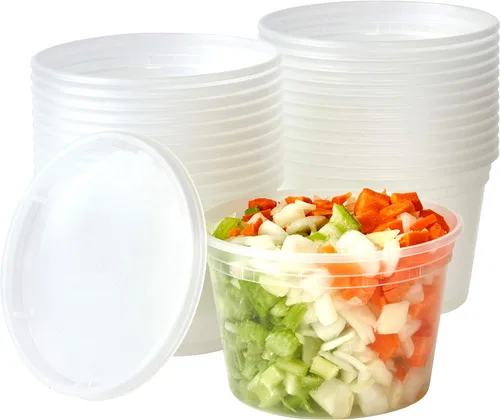 Vista 8 de Recipientes de plástico de 8 onzas sin BPA de grado deli-Grade con tapas, 48 unidades a prueba de fugas, para microondas, para pedidos para llevar