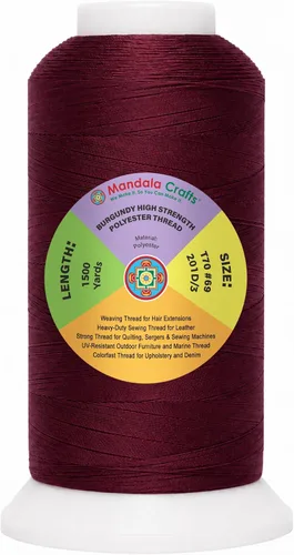 Vista 72 de Mandala Crafts Airforce Blue Tex 70 - Hilo de poliéster para tapicería 1500 Yds T70 UV Resistant Strong Thread for Leather Sewing, Marine