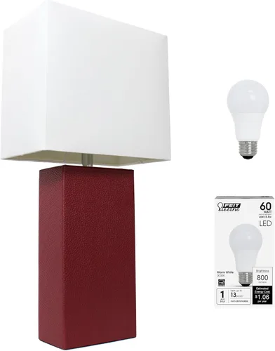 Vista 22 de Elegant Designs LT1025-PRP-LB Lámpara de mesa moderna envuelta en cuero para sala de estar, pasillo, entrada, dormitorio, oficina, púrpura