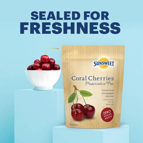 Vista 6 de Sunsweet Cerezas secas de coral - Fruta seca - 5oz, paquete de 4 Frutas secas, sin gluten, sin conservantes, a base de plantas, cerezas tartas