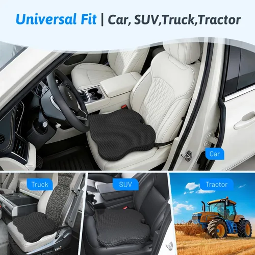 Vista 7 de Cojín de asiento de automóvil de cuña para una mejor visibilidad y alivio del dolor de ciática, espuma viscoelástica de alta densidad, cojín