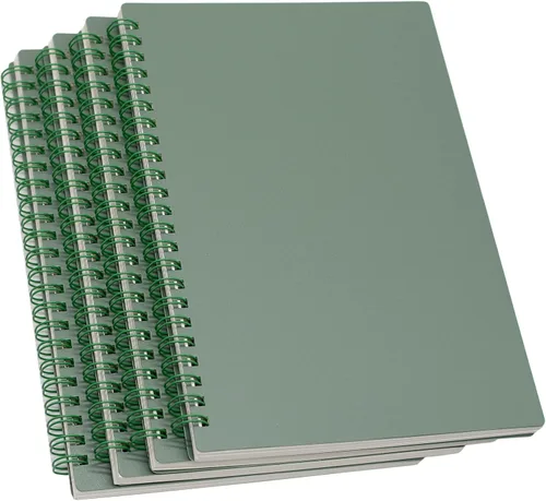 Vista 10 de Yansanido Cuaderno de espiral, 4 unidades de papel cuadriculado de plástico grueso A5, 4 colores, 80 hojas, 160 páginas para estudio y notas