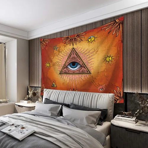 Vista 6 de VENTIMI Tapiz de sol para colgar en la pared, mantel con ojos espaciales, decoración de pared para dormitorio, sala de estar, exterior e