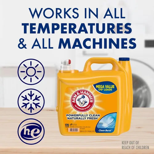 Vista 5 de ARM & HAMMER Detergente para ropa, detergente líquido Clean Burst, botella de 229.5 onzas líquidas