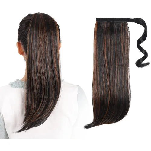 Vista 47 de Extensiones de cabello para cola de caballo, extensión de cola de caballo roja de 16 pulgadas, corta, ondulada, rizada, envolvente, cola de caballo