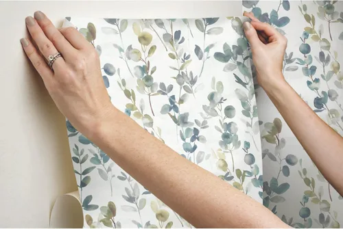 Vista 4 de York Wallcoverings Candice Olson PSW1431RL - Papel tapiz autoadhesivo de eucalipto azul marino