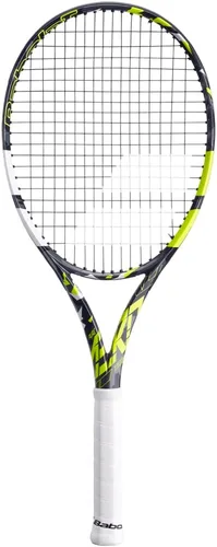 Vista 2 de Babolat Raqueta de tenis Pure Aero Team (7ª generación) ensartada con intestino Syn de 0.56 oz a tensión de rango medio